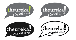 :heureka! erfolgreich lernen - Nachhilfestudio - Logo Varianten SW/Grau
