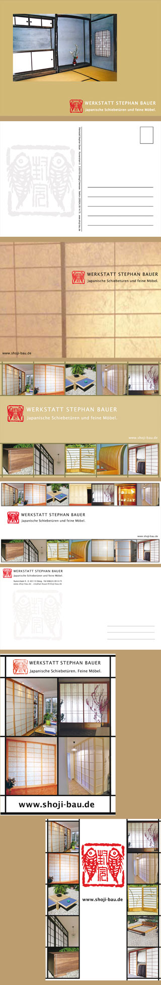Postkarten . Varianten . Hoch- und Querformat . f&uuml;r eine Holzwerkstatt und Shojibau
