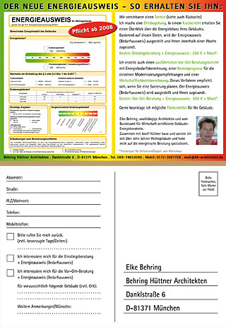 Grafikdesign . Postkarten . Beispiel - f&uuml;r eine Energieberaterin
