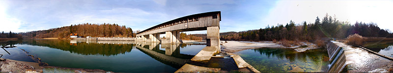 Stauwehr, Isar, Germany - panorama - click to open it in a new window