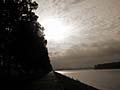 harbour way in Antwerpen, Belgium (Osterschelde) at changing weather, threatening pale sun